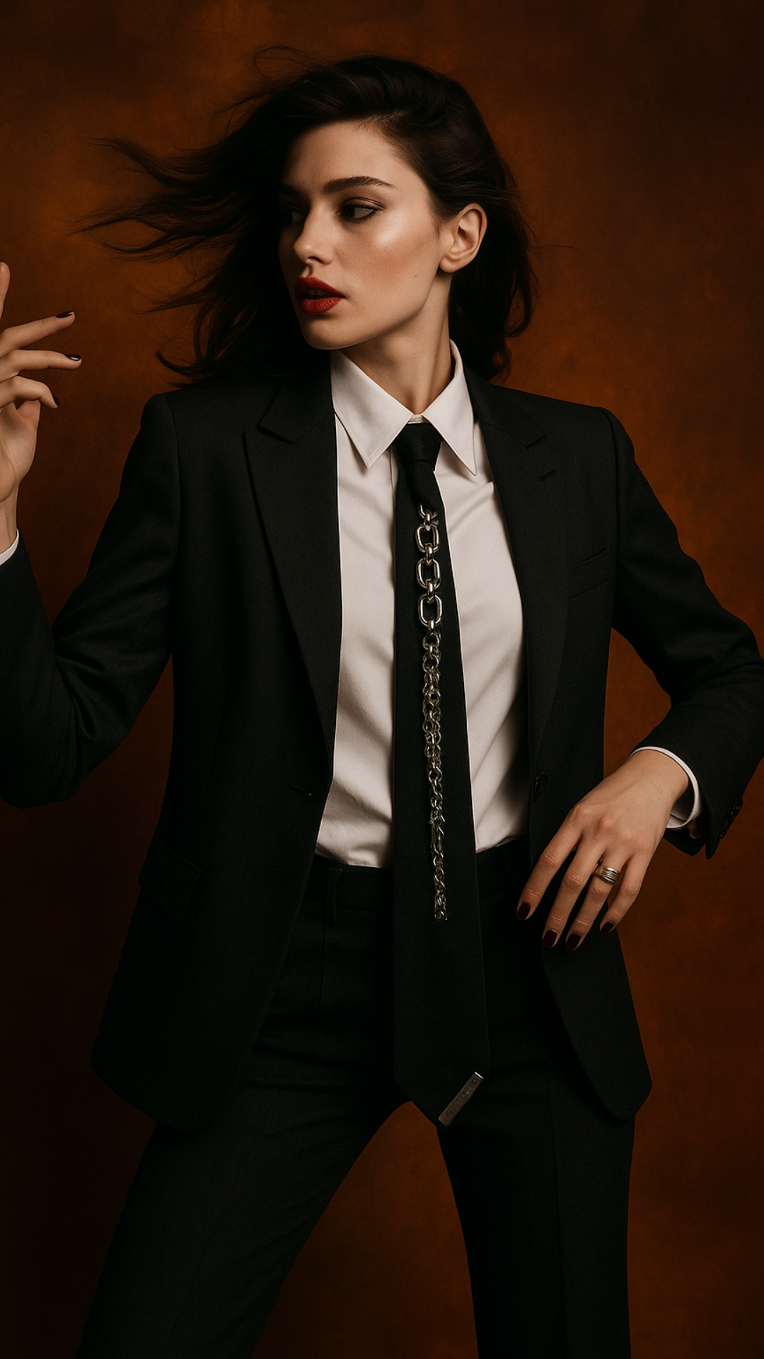 look classic minimal con cravatta gioiello by Claudia De Rosa jewelry