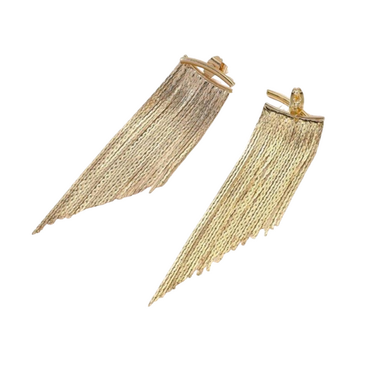 Orecchini Dynamite Rockabilly pendenti Gold con frange in catena