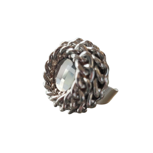 Anello Rockabilly regolabile con cristallo Swarovski colore fume'
