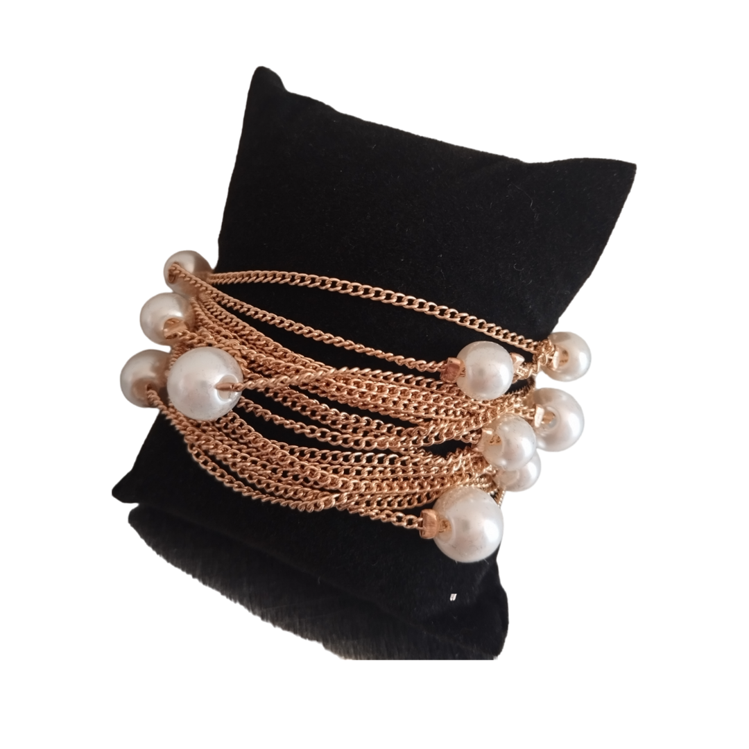 Bracciale Multifilo Perle Gold - Bracciale Rockabilly
