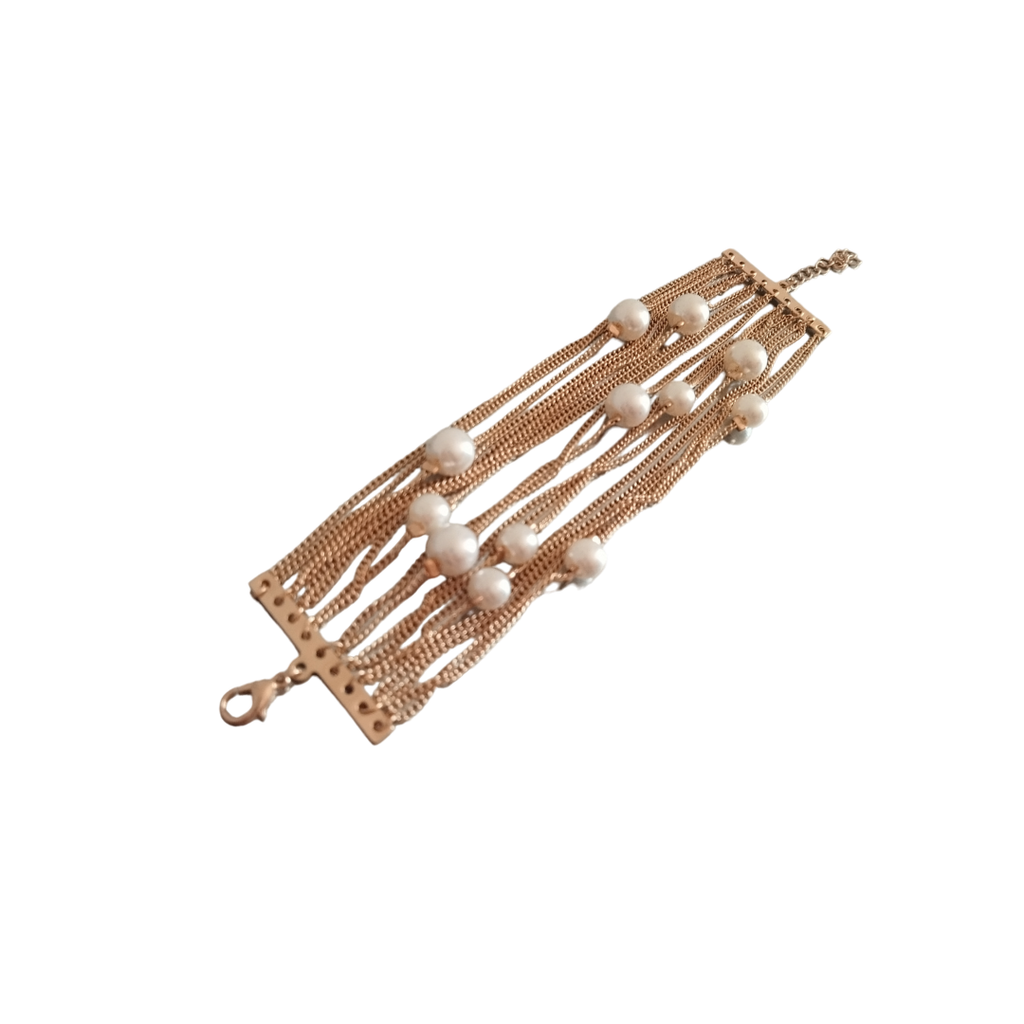 Bracciale Multifilo Perle Gold - Bracciale Rockabilly