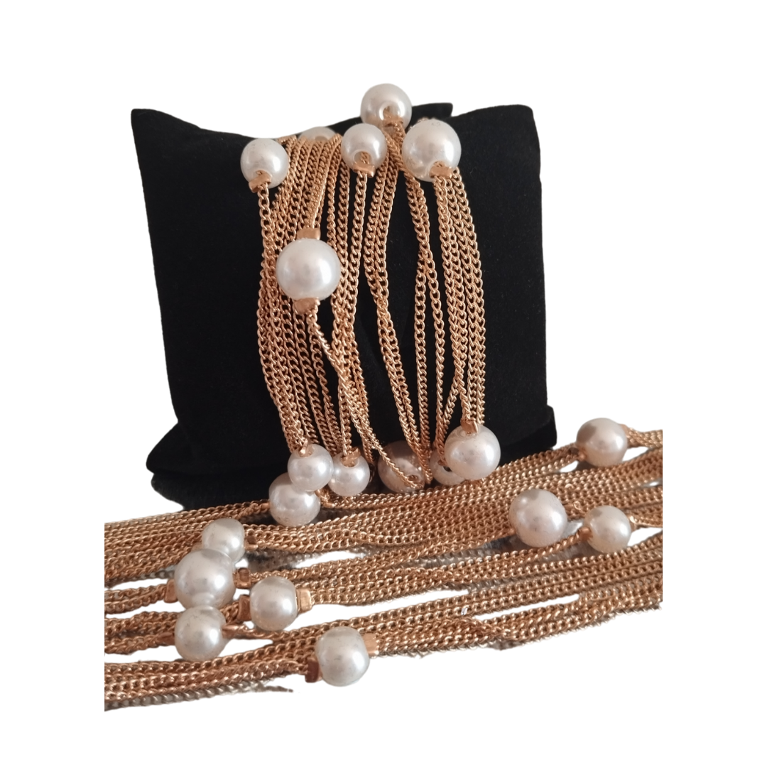 Bracciale Multifilo Perle Gold - Bracciale Rockabilly