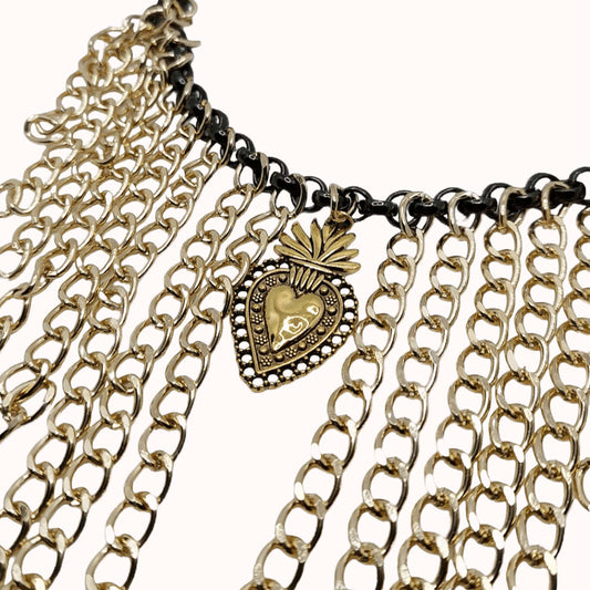COLLANA BAVAGLINO SACRO CUORE GOLDBLACK - Collana Rockabilly