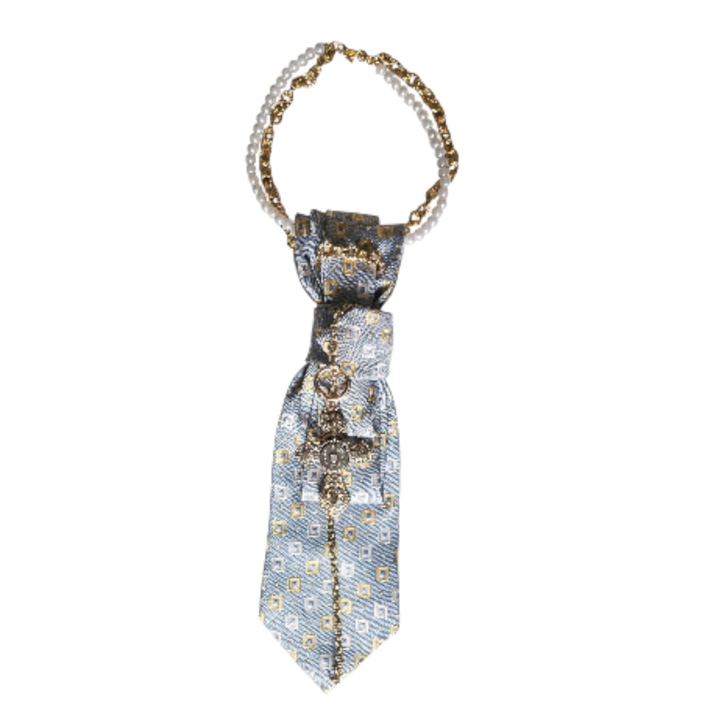 Collana 3 in 1 Cravatta Gioiello blue and gold cross componibile di claudia de rosa jewelry