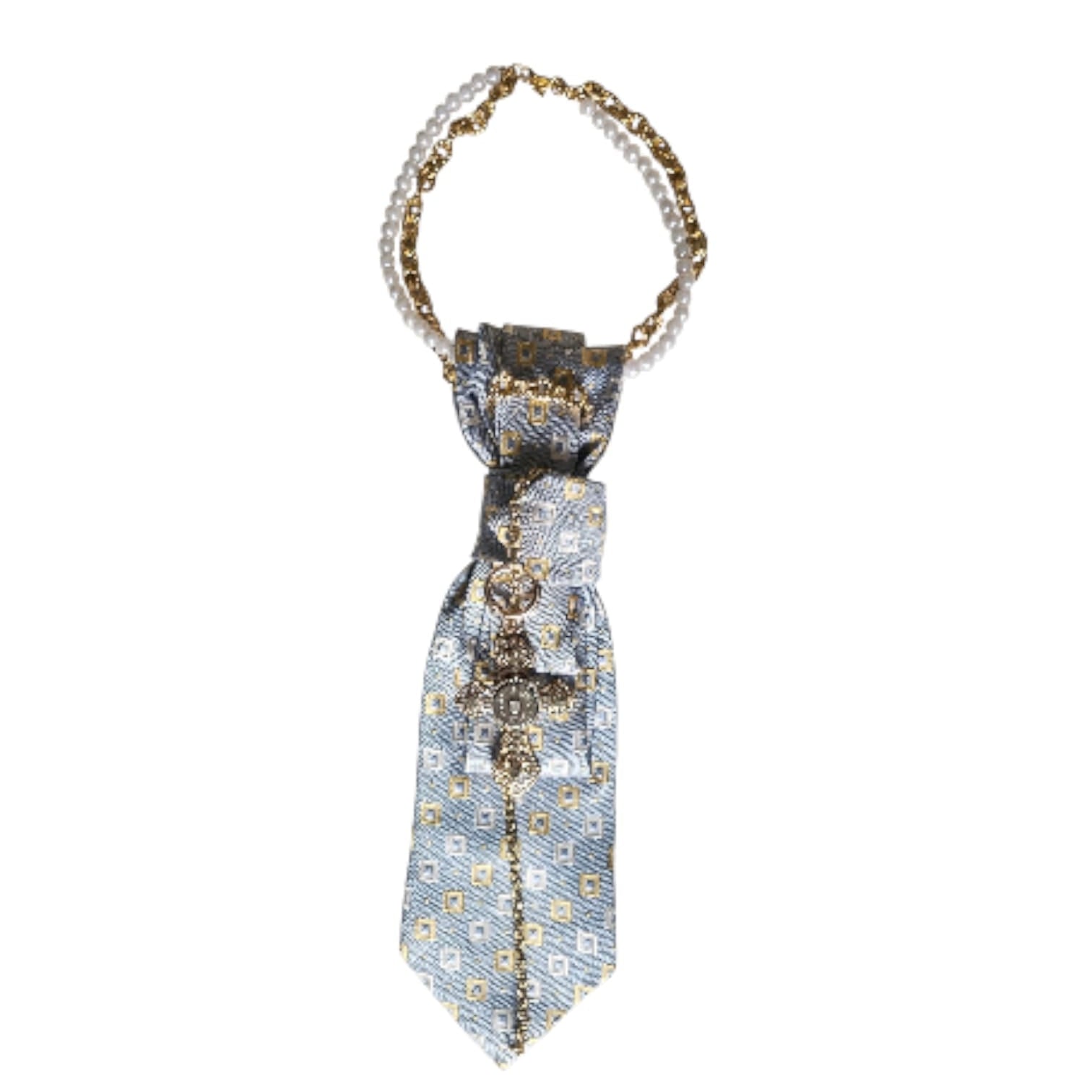 Collana 3 in 1 Cravatta Gioiello blue and gold cross componibile di claudia de rosa jewelry