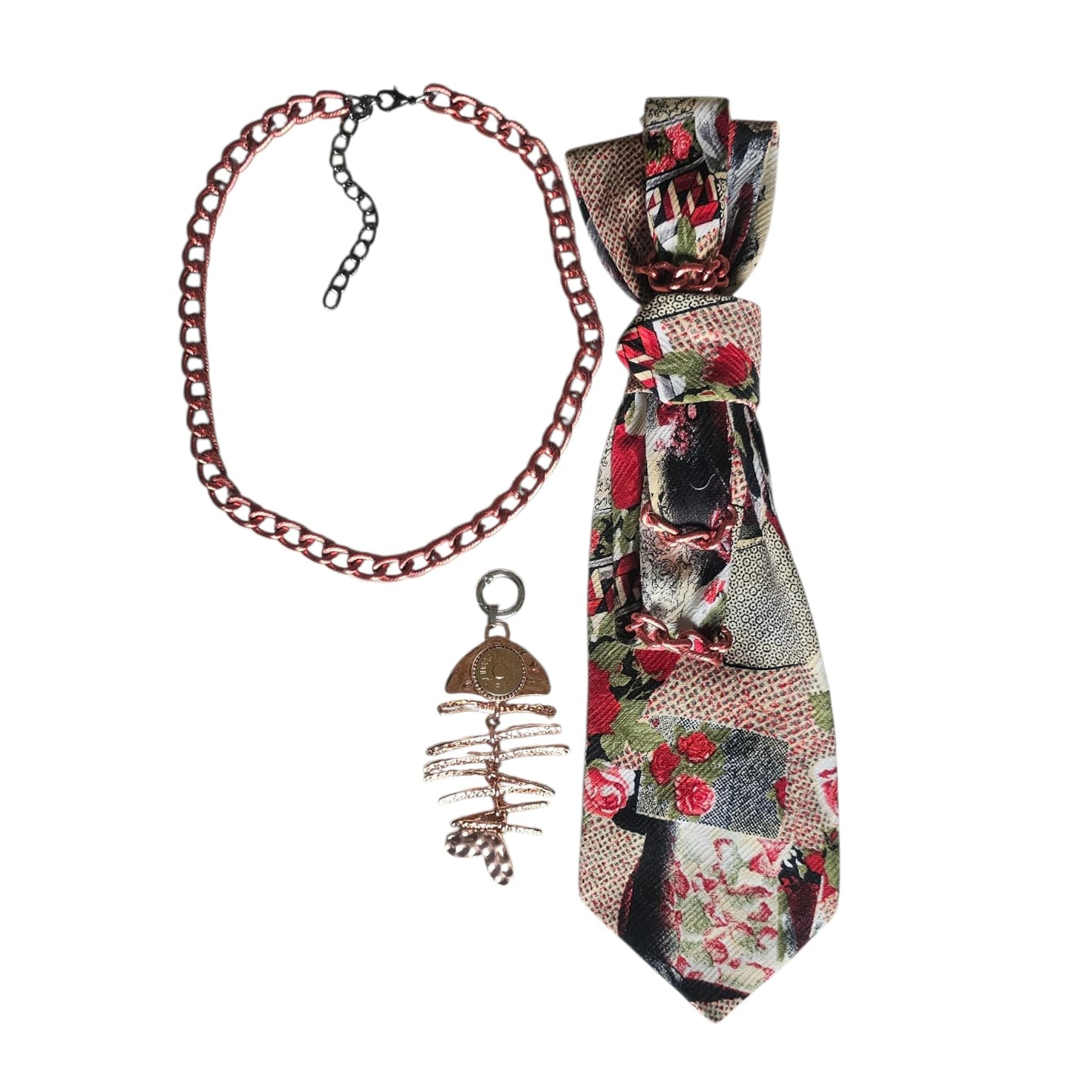 Collana Cravatta Gioiello Gold Rose 3 in 1 : collana, cravatta e charm