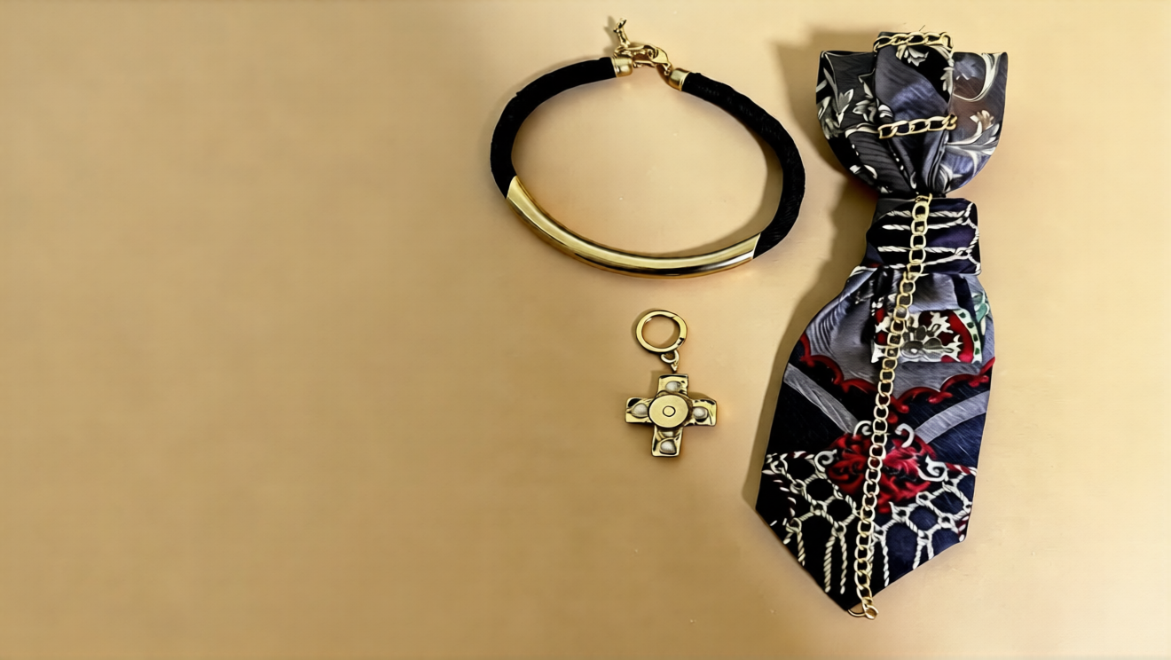 Cravatta Gioiello 4 pezzi in 1 da comporre e trasformare