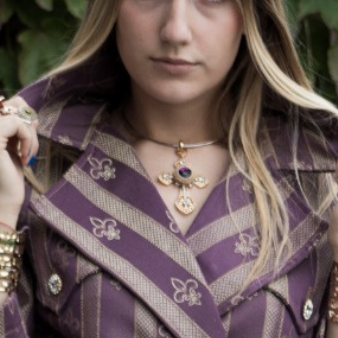 collana croce gold con castone magnetico componibile