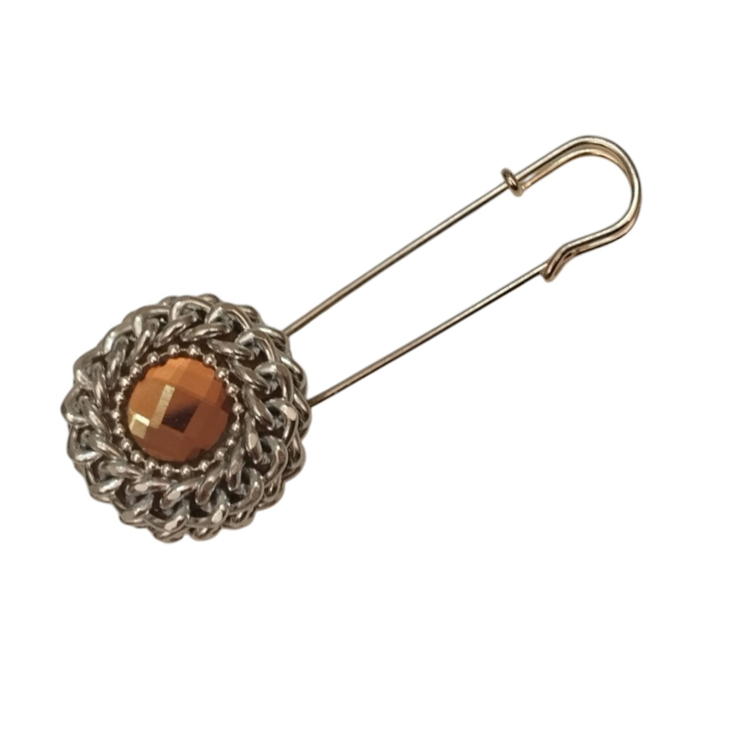 spillone vintage in catena silver e cristallo champagne