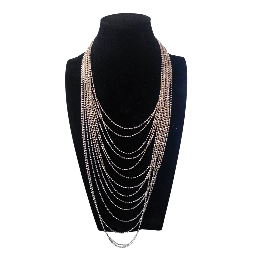 Collana multifilo Silver  in catena a sfera  colore rodato