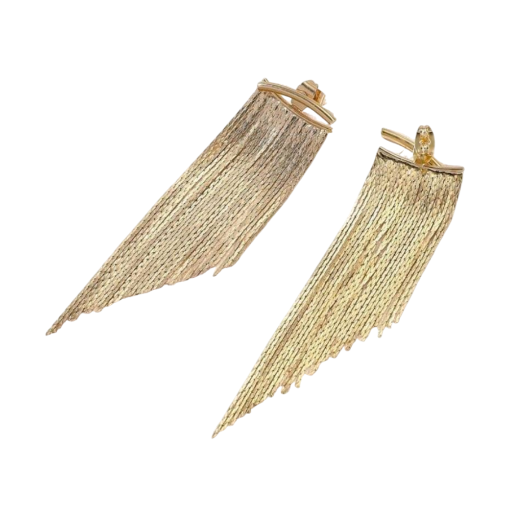 Orecchini Dynamite Rockabilly pendenti Gold con frange in catena