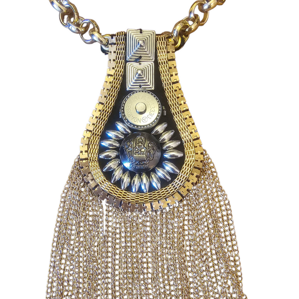 Dettagli pendente catena Calamita mannish gold fringe