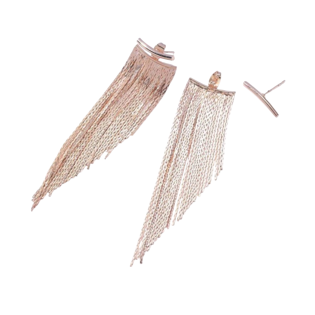 Orecchini Dynamite pendenti oro rosa con frange