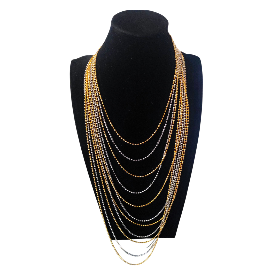 Collana multifilo bicolore in catena a sfera Gold e Silver