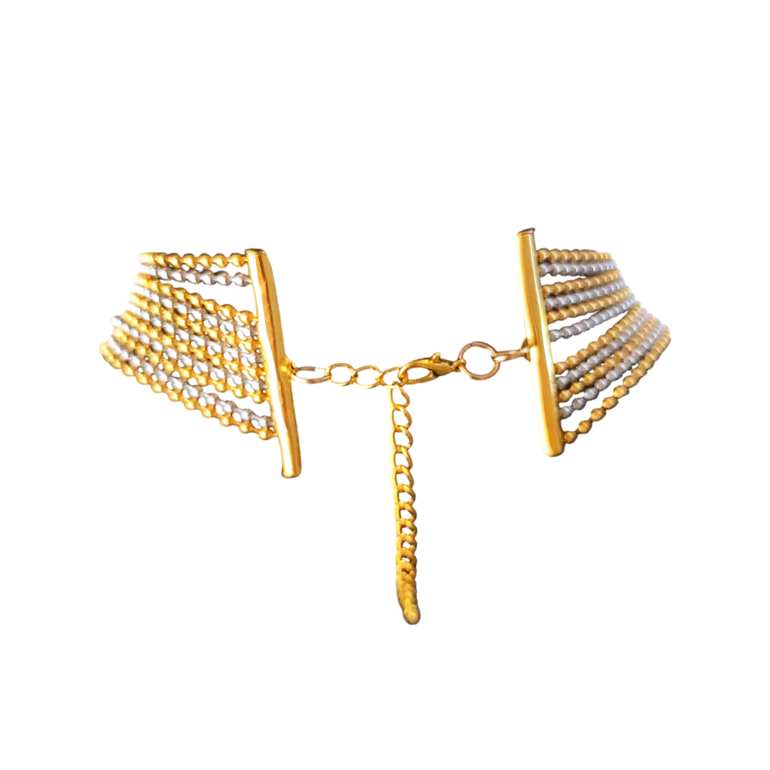 Chiusura collana multifilo bicolore in catena a sfera Gold e Silver